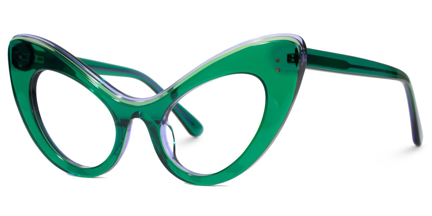 Danesha - Cat Eye Green Eyeglasses | Vooglam Front View