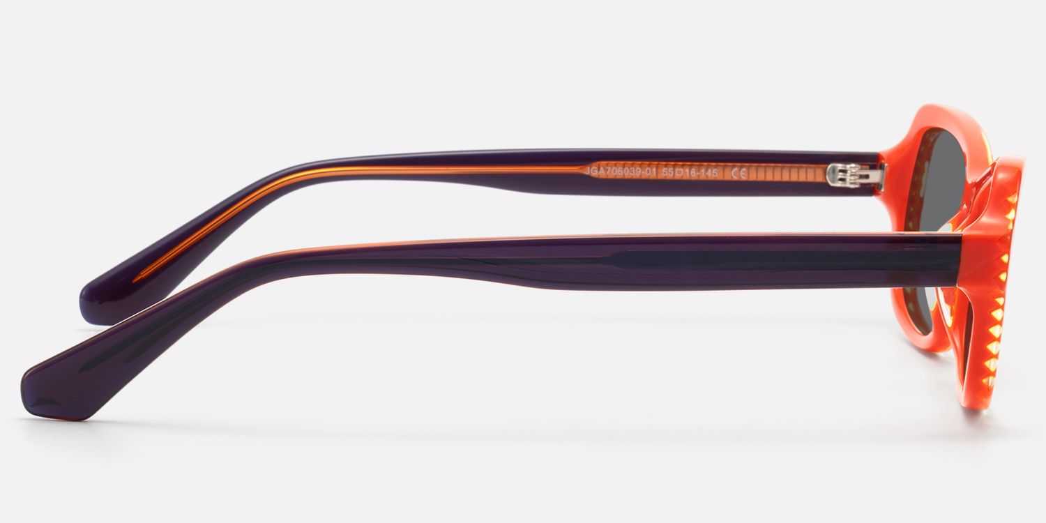 Pop - Gray Lens Orange Striped Bug Eye Shades by Vooglam - Side View