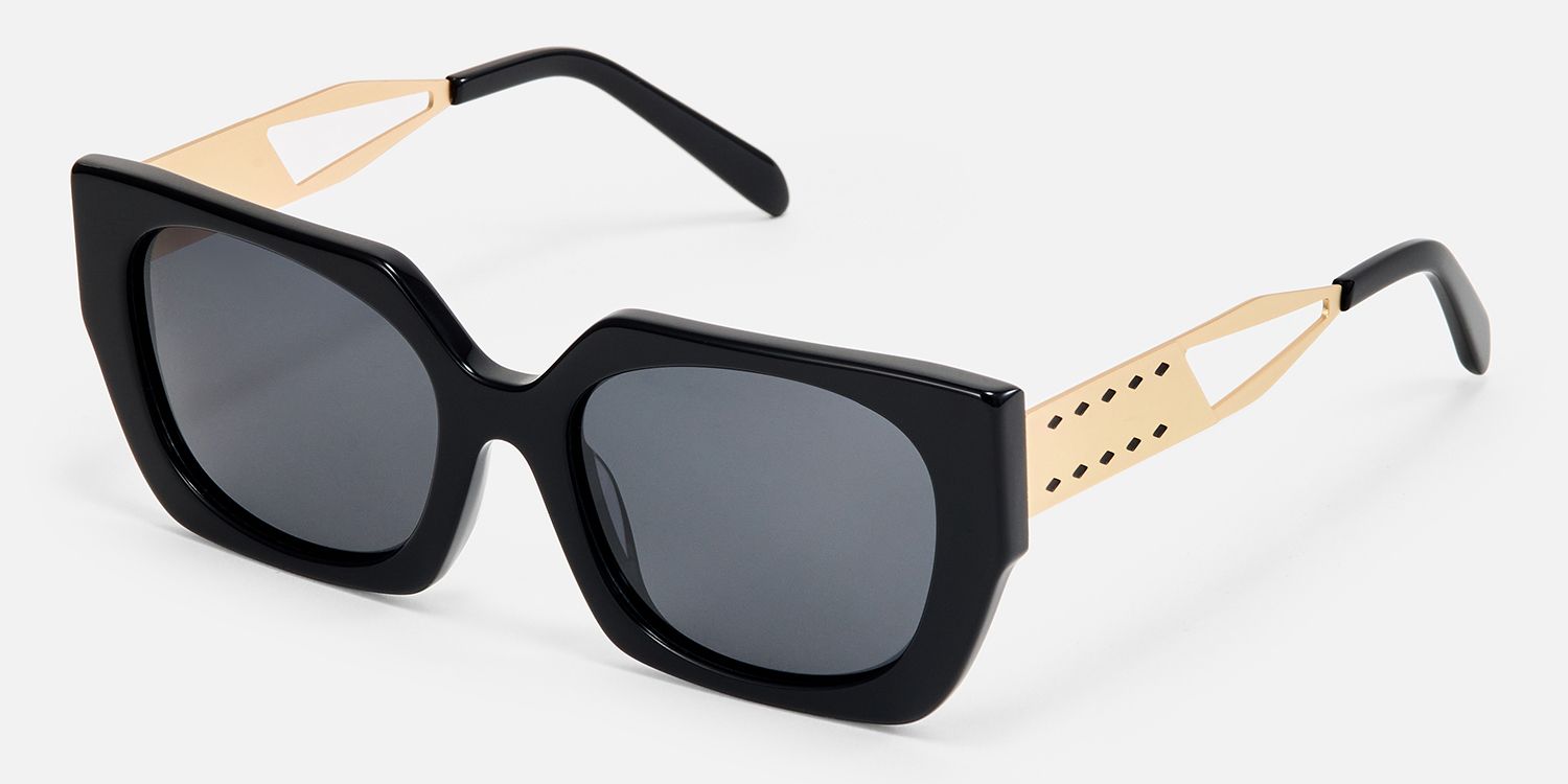 Titan - Rectangle Black Sunglasses | Vooglam Front View