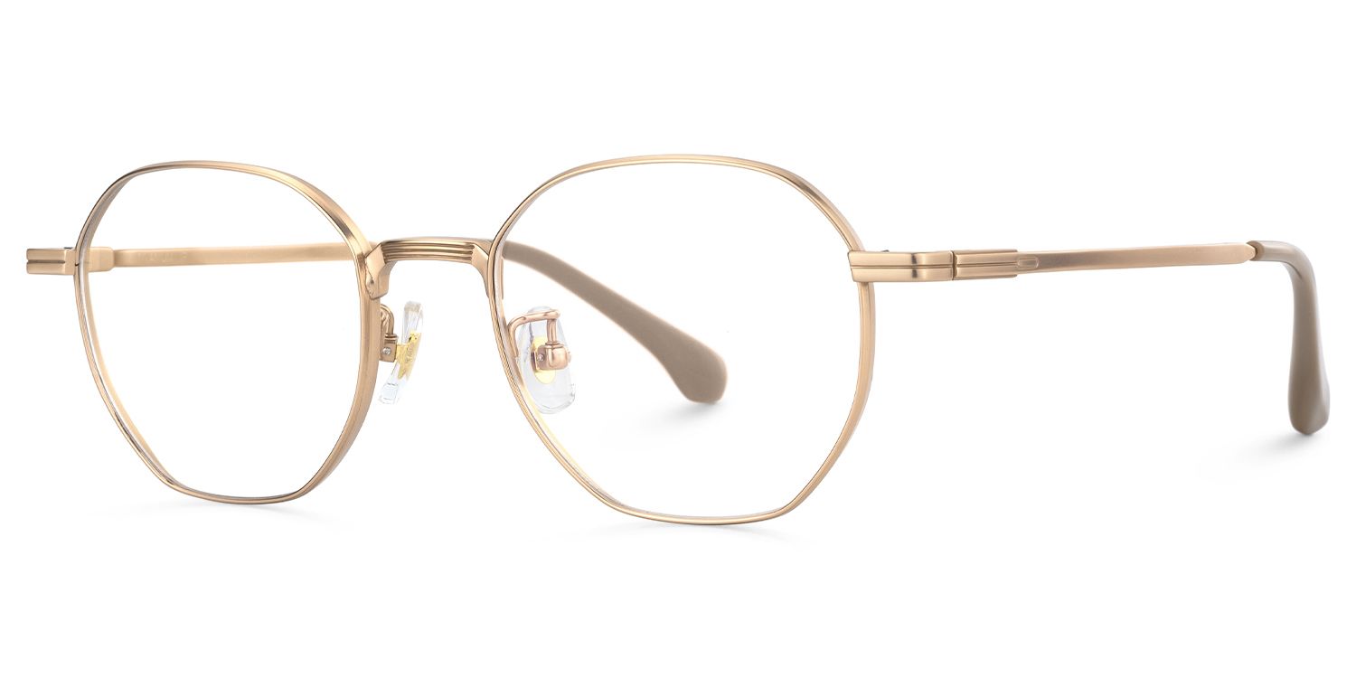 Grain - Geometric Gold Eyeglasses | Vooglam Front View
