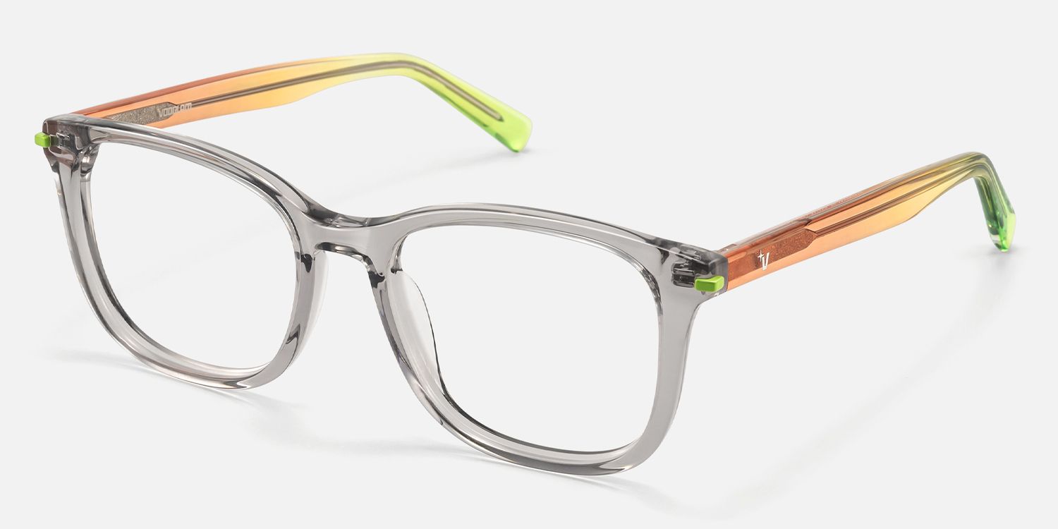 Holo - Square Silver Eyeglasses | Vooglam Front View