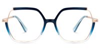 Nahla - Square Blue Eyeglasses | Vooglam Angle View