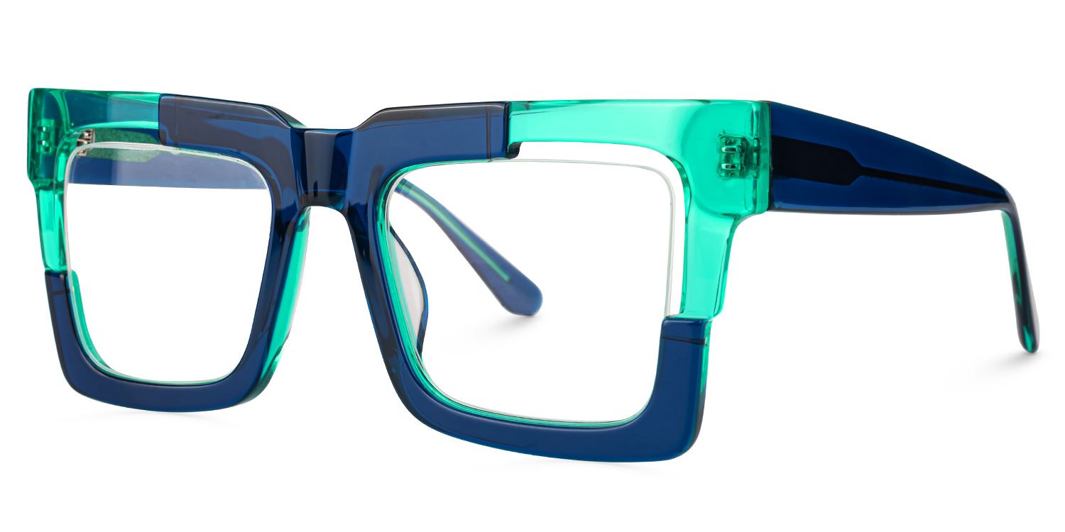 Eliora - Square Blue Eyeglasses | Vooglam Front View