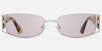 Wren - Festival-Ready Rectangle Silver Sunglasses | Vooglam Angle View