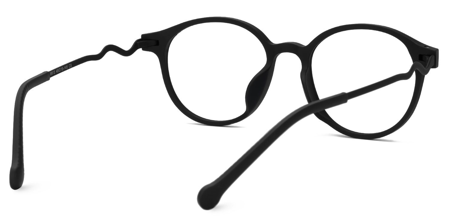 Lahayla - Round Black Eyeglasses by Vooglam - Side View