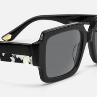 Axis - Gray Tint Black Art Deco Sunglasses | Vooglam Design Details