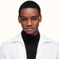 Ubuntu - Rectangle Gold Eyeglasses | Vooglam On Model 2