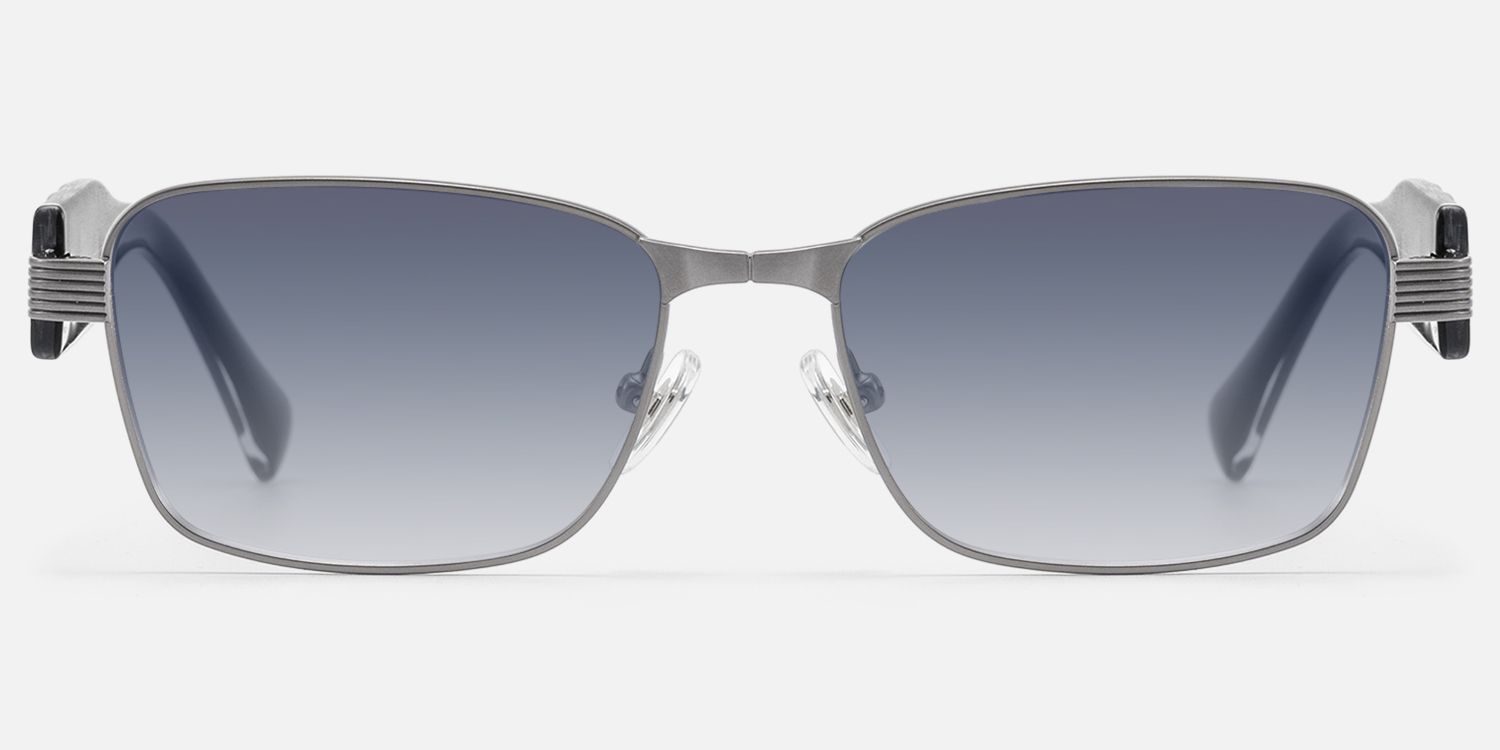 Toyo - Gradient Lens Gunmetal Rectangle Sunglasses | Vooglam Angle View