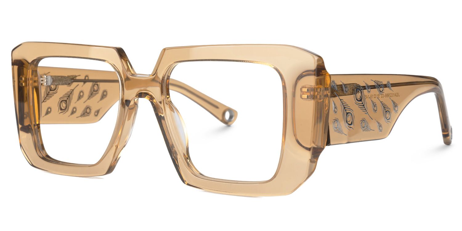 Ellery - Rectangle Champagne Eyeglasses | Vooglam Front View