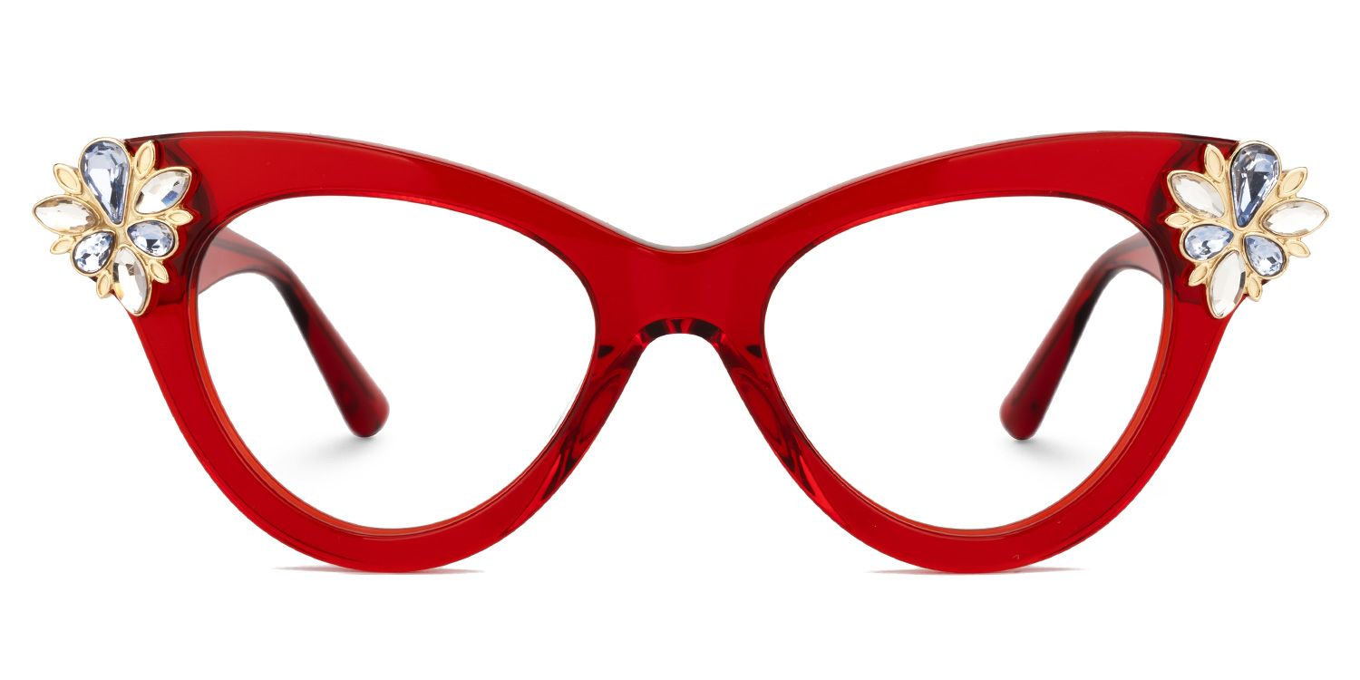 Farai - Cat Eye Red Eyeglasses | Vooglam Angle View