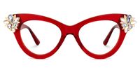 Farai - Cat Eye Red Eyeglasses | Vooglam Angle View