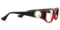 Claire - Rectangle Black/Red Eyeglasses | Vooglam 