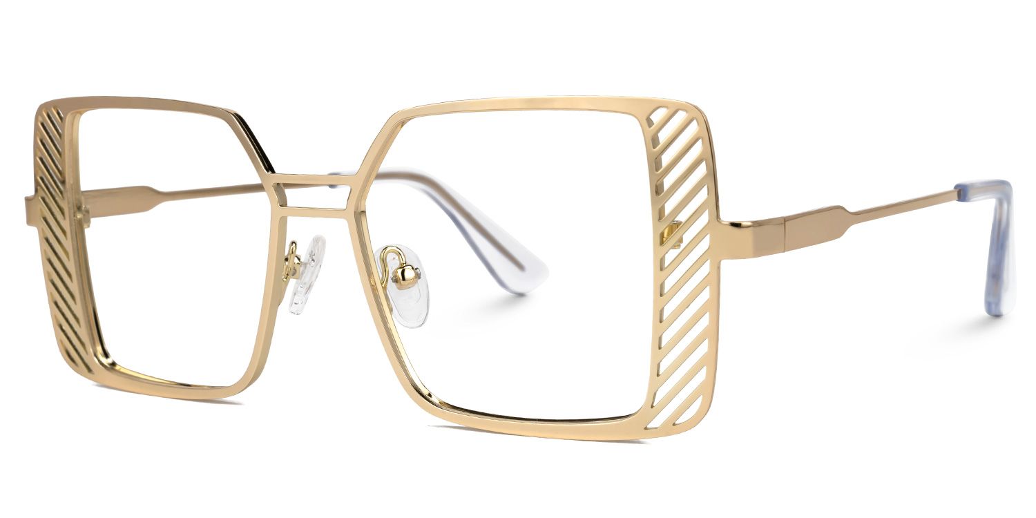Eirene - Square Gold Eyeglasses | Vooglam Front View