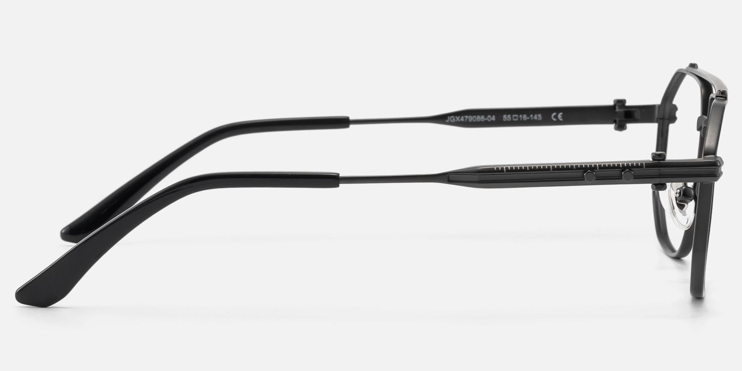 Ando - Matte Black Geometric Metal Glasses | Vooglam Side View