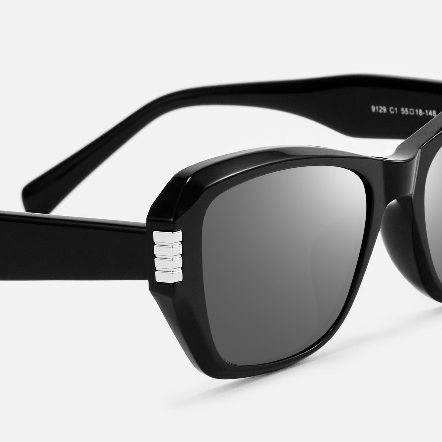 Flicker - Geometric Black Bug Eye Sunglasses | Vooglam Design Details