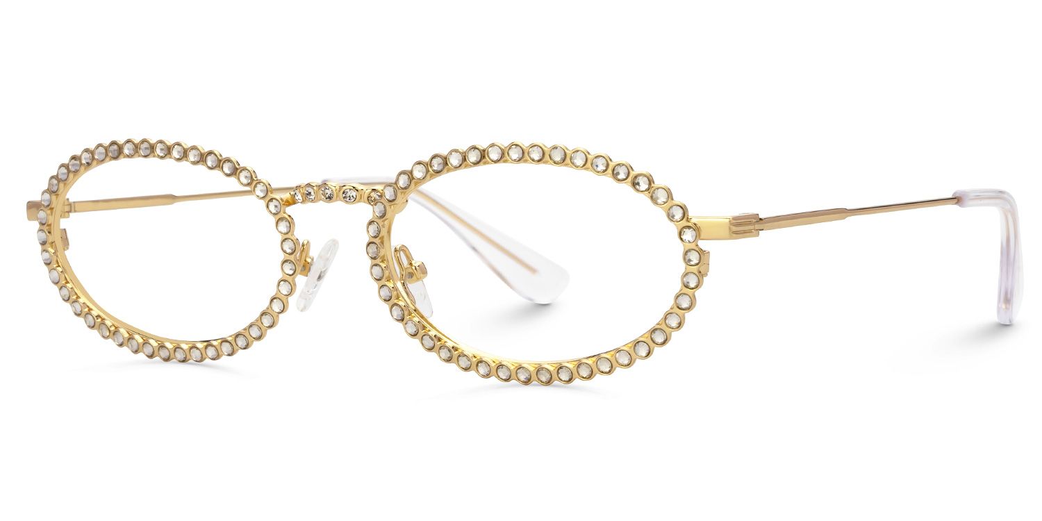 Fergie - Oval Gold Eyeglasses by Vooglam - Front View