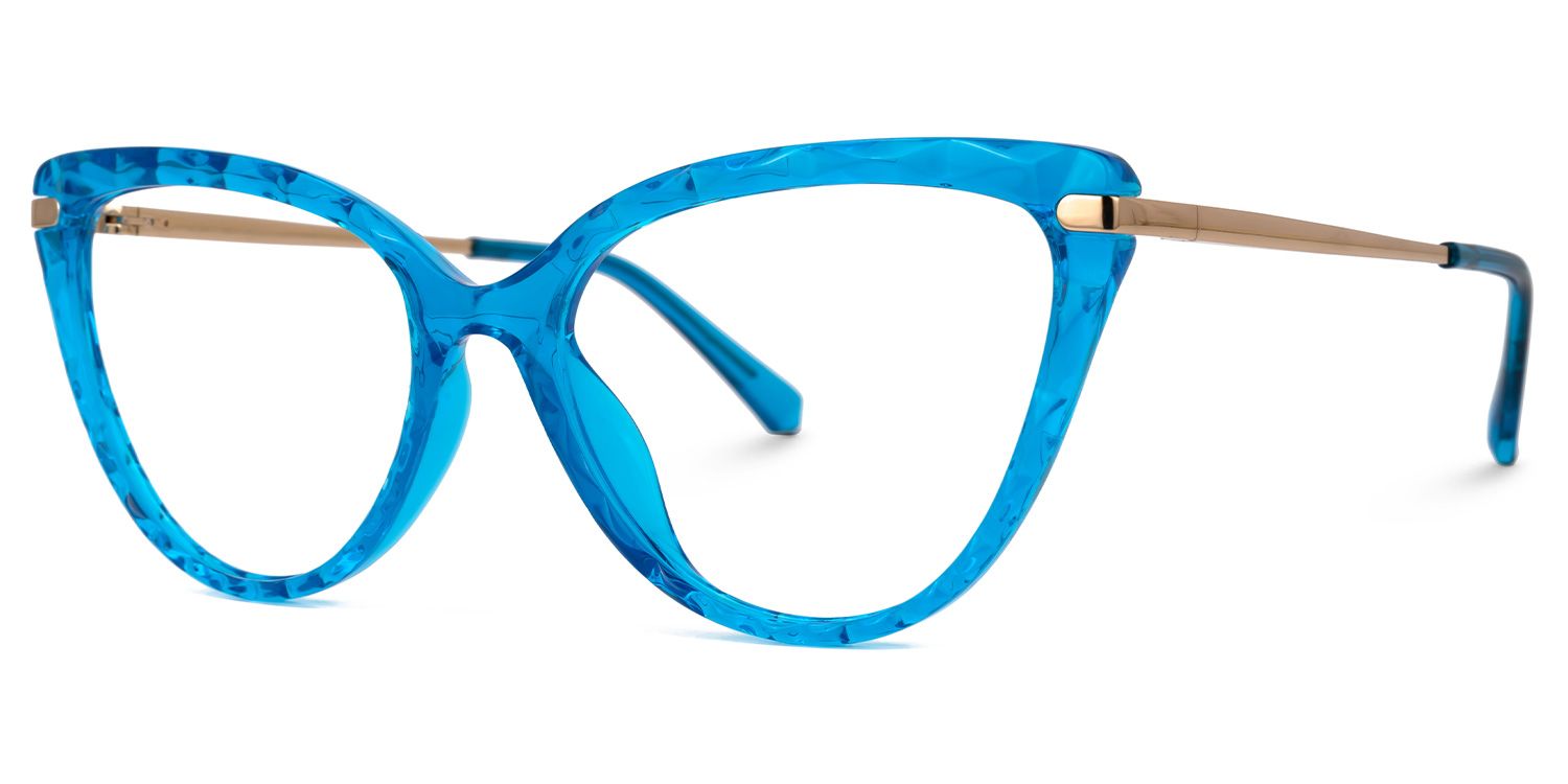 Dayna - Cat Eye Blue Eyeglasses | Vooglam Front View