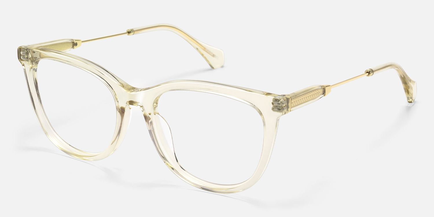 Bask - Square Yellow Eyeglasses | Vooglam Front View