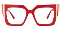 Ellaruth - Square Red Eyeglasses | Vooglam Angle View