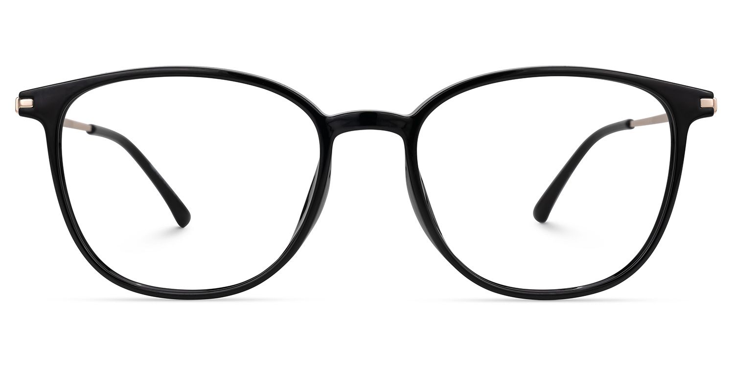 Ebony - Round Black Eyeglasses | Vooglam Angle View