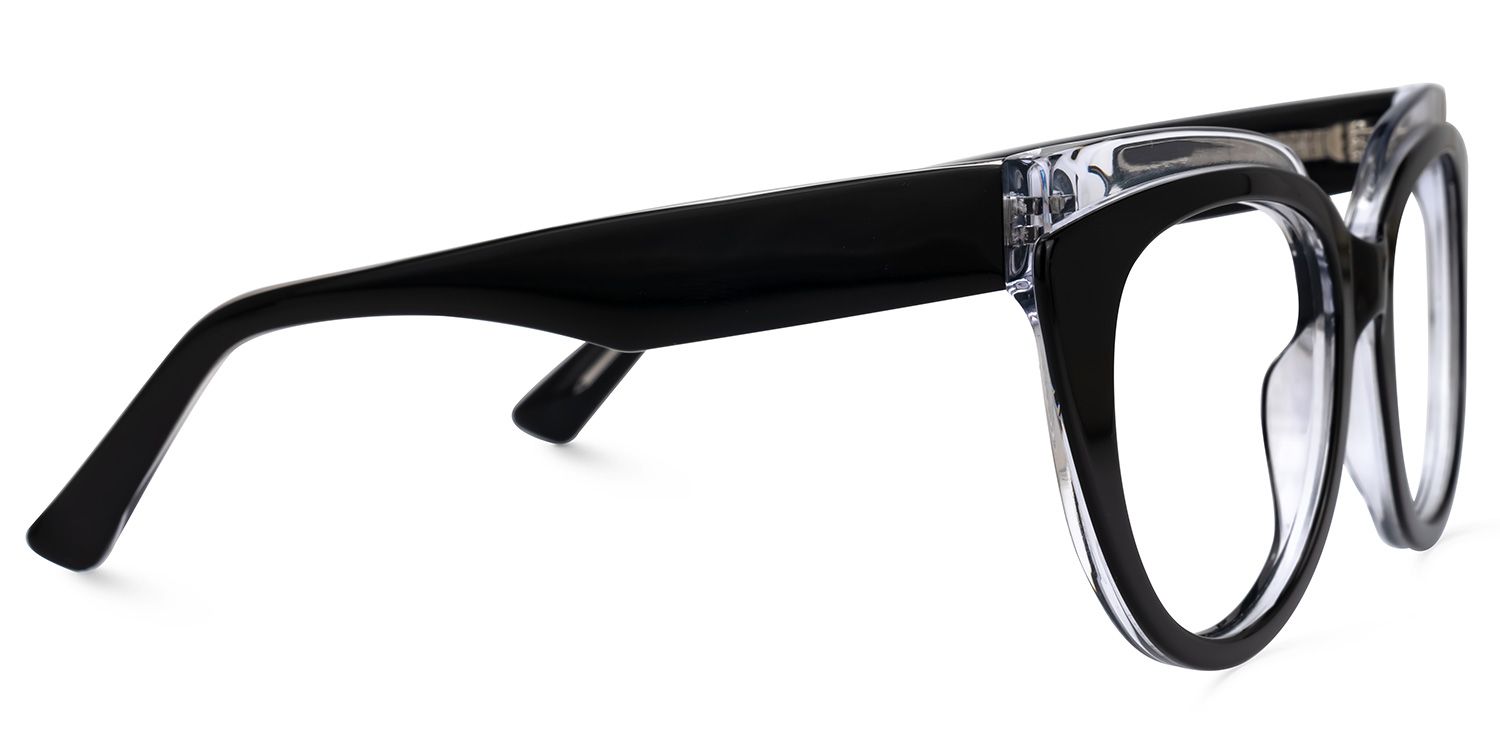 Defne - Cat Eye Black Sunglasses by Vooglam - Product View 4