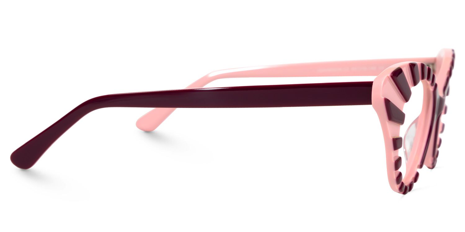 Kiele - Cat Eye Pink/Purple Pattern Eyeglasses | Vooglam 4