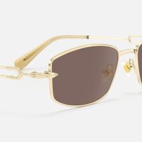Bladework - Gold Narrow Brown Sunglasses | Vooglam Design Details