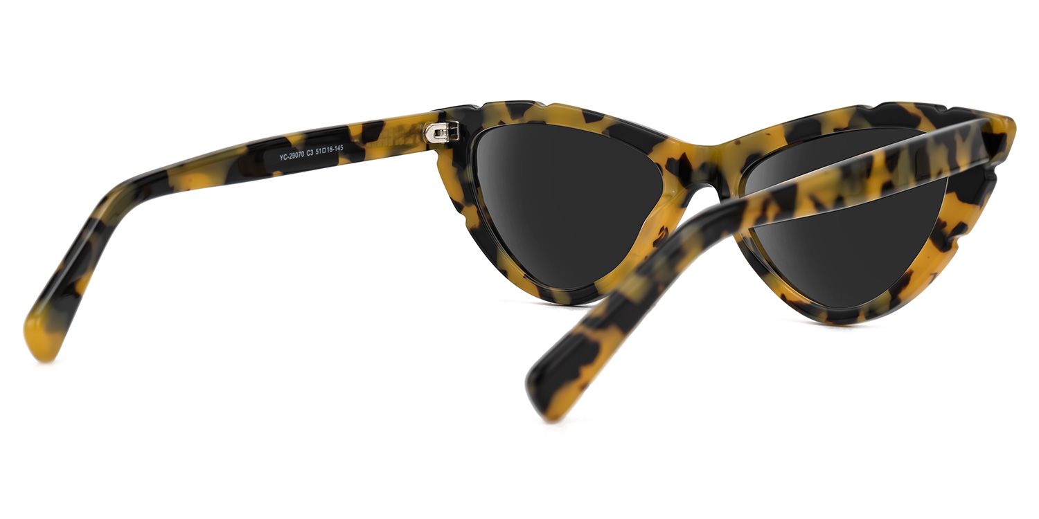 Edana - Cat Eye Yellow/Tortoise Sunglasses by Vooglam - Side View