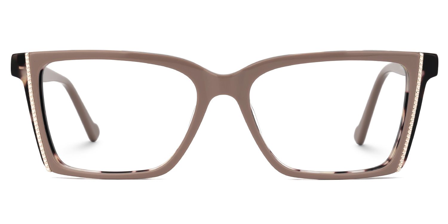 Fabunni - Rectangle Brown Eyeglasses | Vooglam Angle View