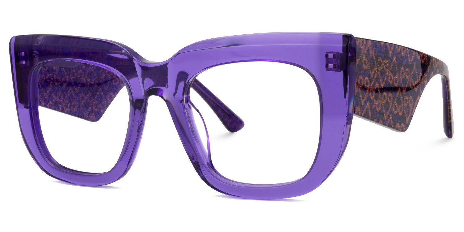 Hakulani - Square Purple Eyeglasses | Vooglam Front View