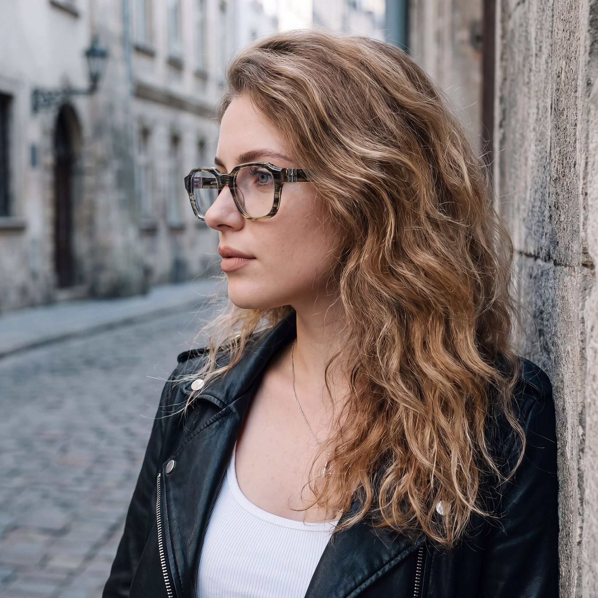 Vooglam Street Style in Real Life: Vernon - Raw Texture Clear Brown Horn Glasses by Vooglam