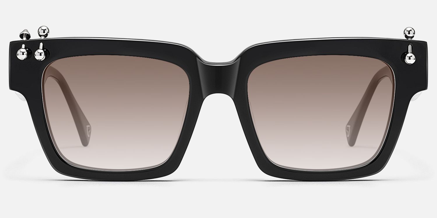 PIERCE - Black Pierced Square Gradient Sunglasses | Vooglam Angle View