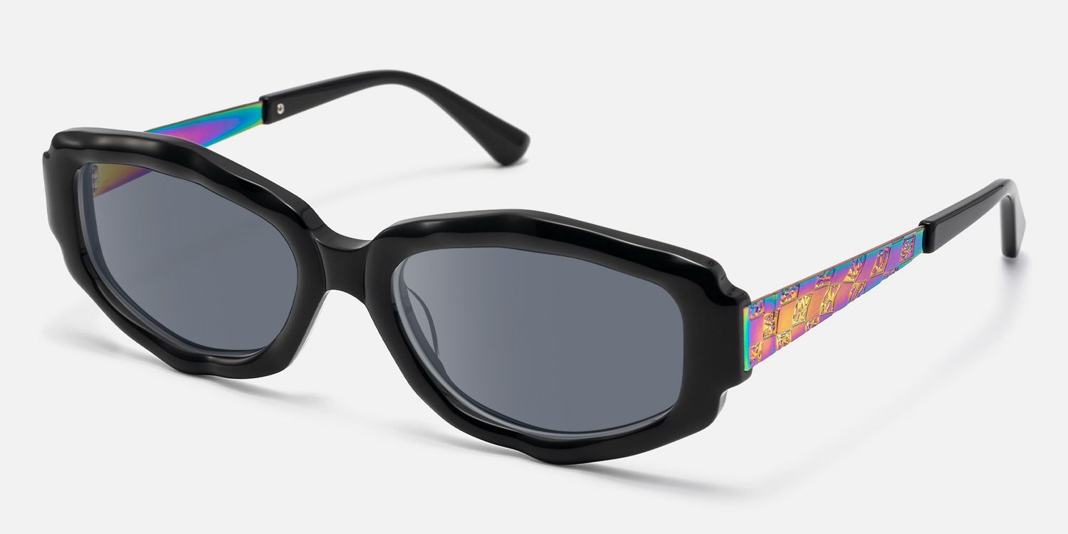 Spire - Geometric Black Sunglasses | Vooglam Front View