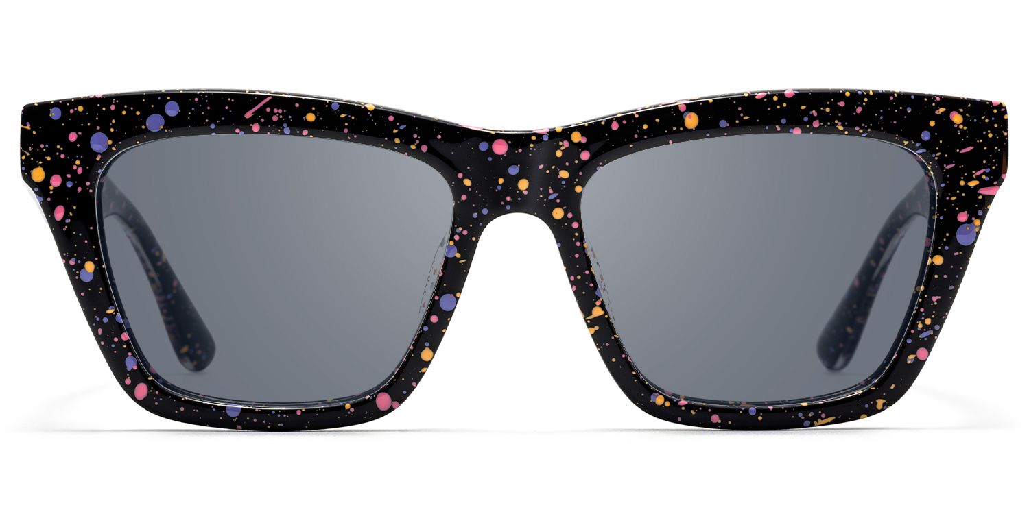 Drip - Rectangle Black Sunglasses | Vooglam Angle View