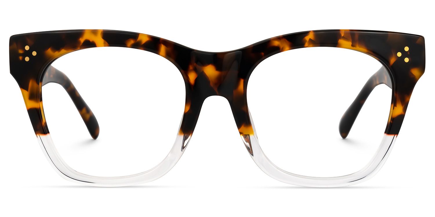 Carole - Rectangle Tortoise/Crystal Eyeglasses | Vooglam Angle View
