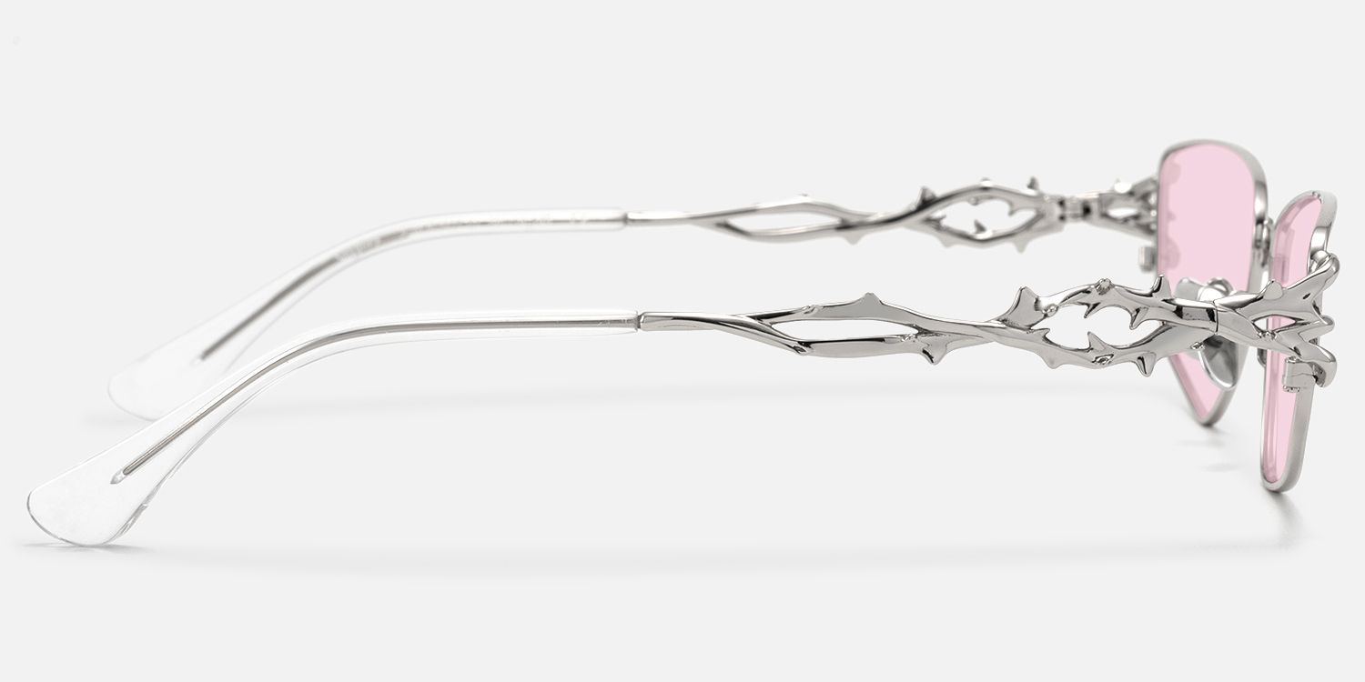 Spine - Silver Metal Pink Tinted Sunglasses | Vooglam Side View