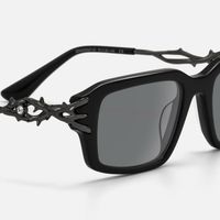 Vorpal - Goth Thorn Rectangle Black Sunglasses | Vooglam Design Details