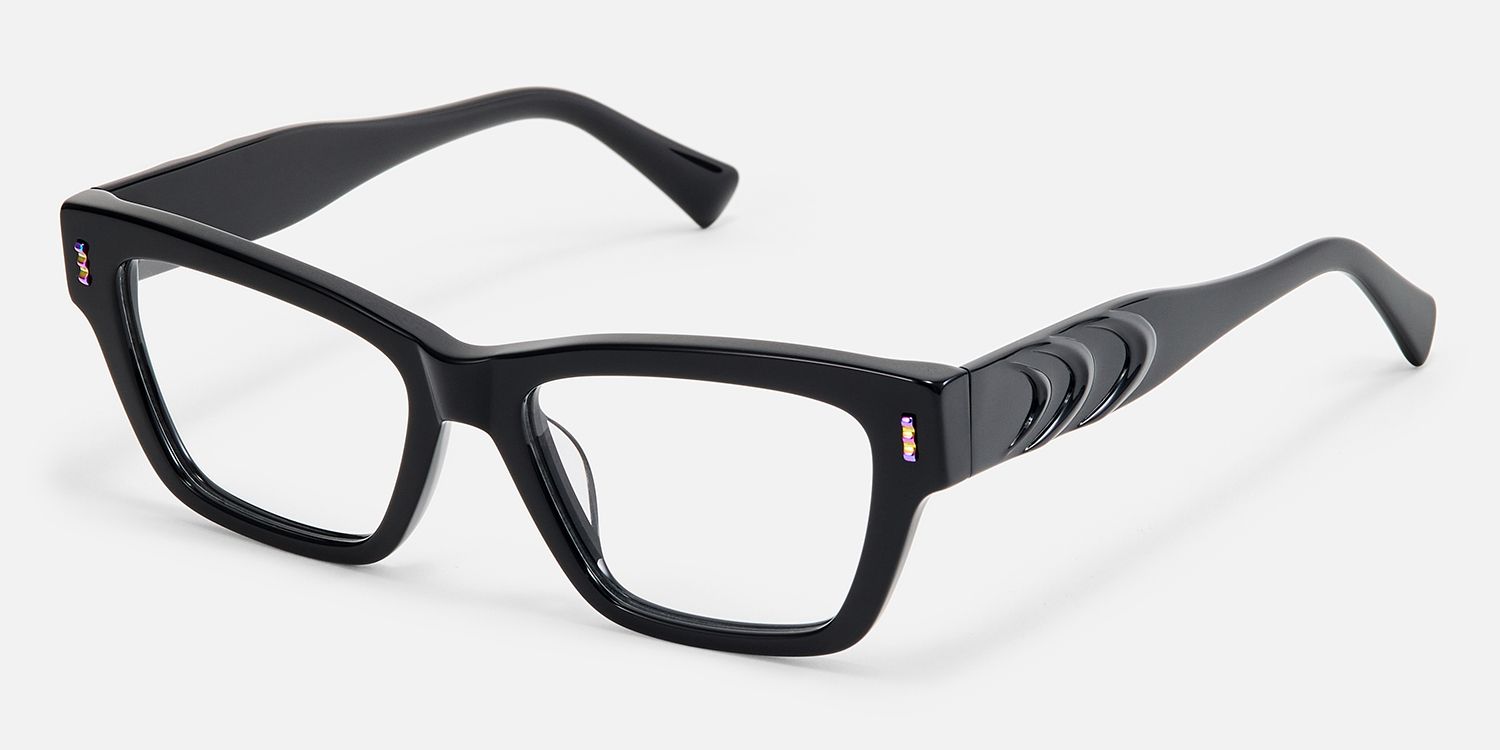 Surreal - Rectangle Black Eyeglasses | Vooglam Front View