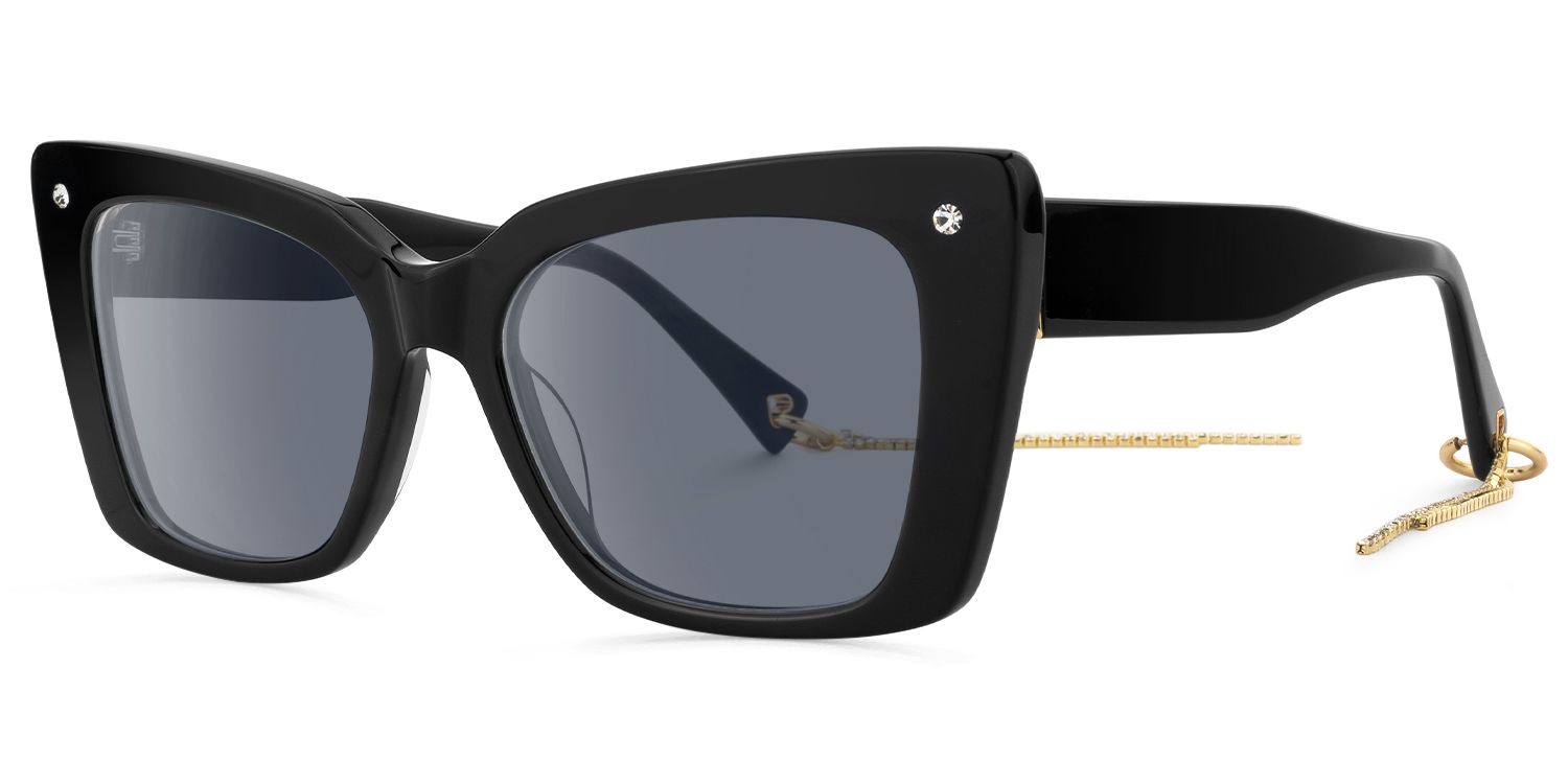Rosa - Butterfly Black Sunglasses | Vooglam Front View
