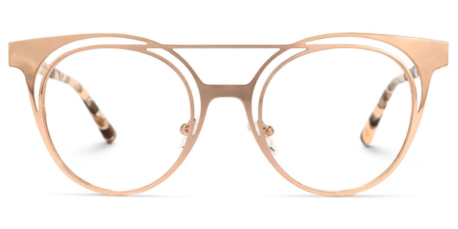 Afrodille - Round Rose/Gold Eyeglasses | Vooglam Angle View