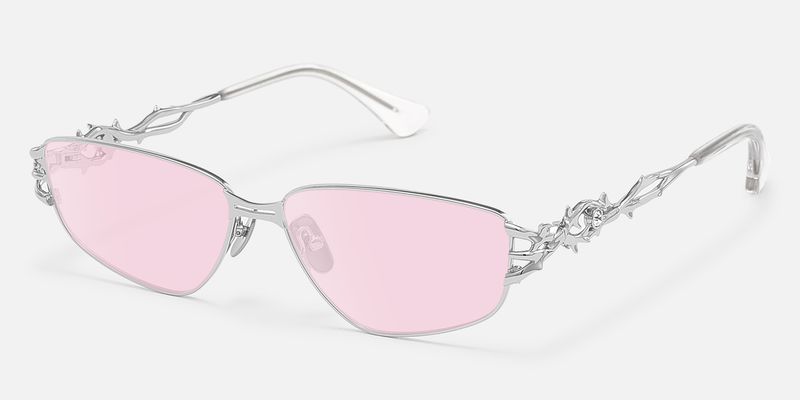 Spine - Silver Metal Pink Tinted Sunglasses | Vooglam
