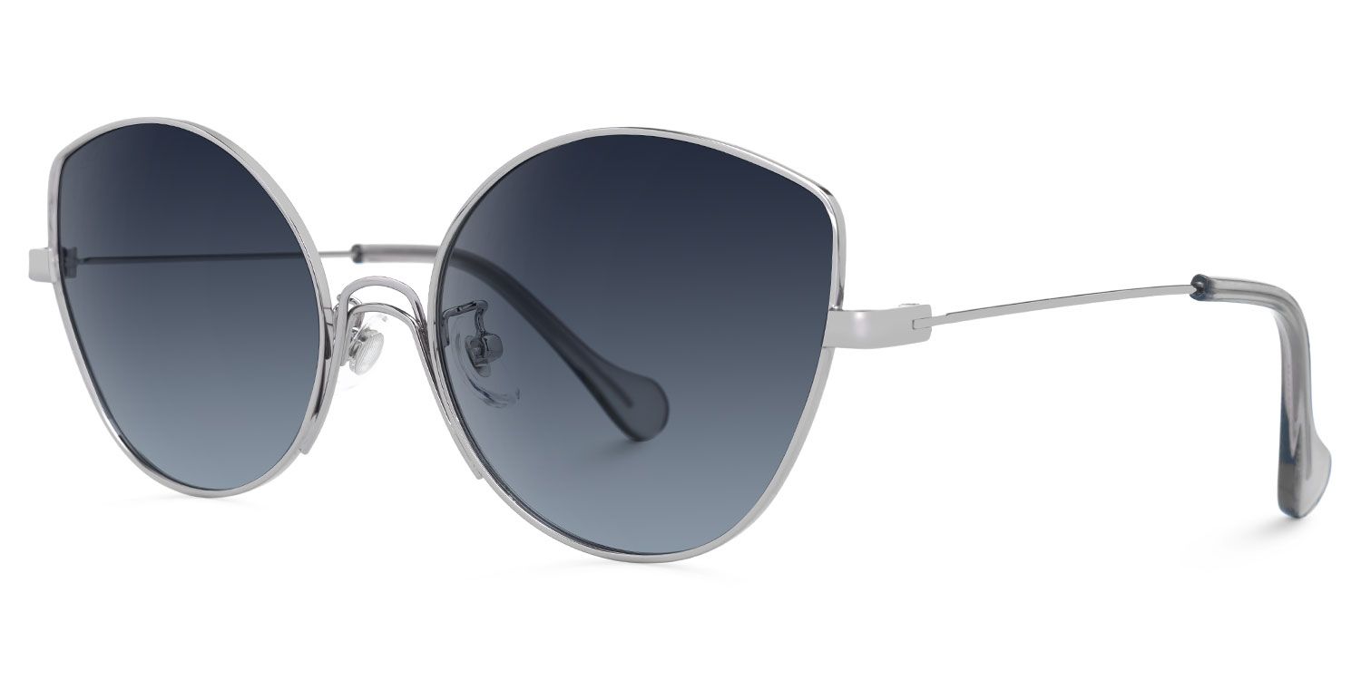 Elizette - Cat Eye Grey Sunglasses by Vooglam - Front View
