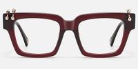PIERCE - Square Red Eyeglasses | Vooglam Angle View