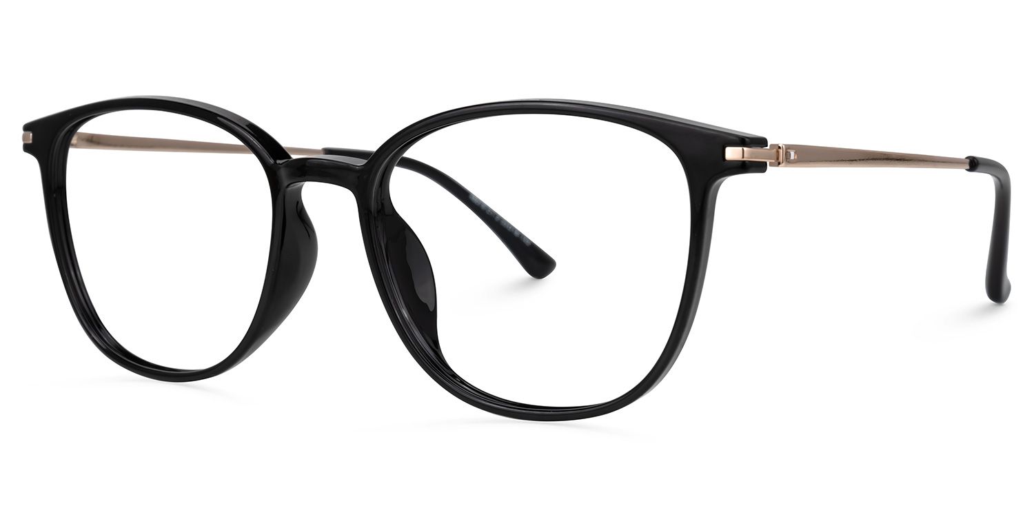 Ebony - Round Black Eyeglasses | Vooglam Front View