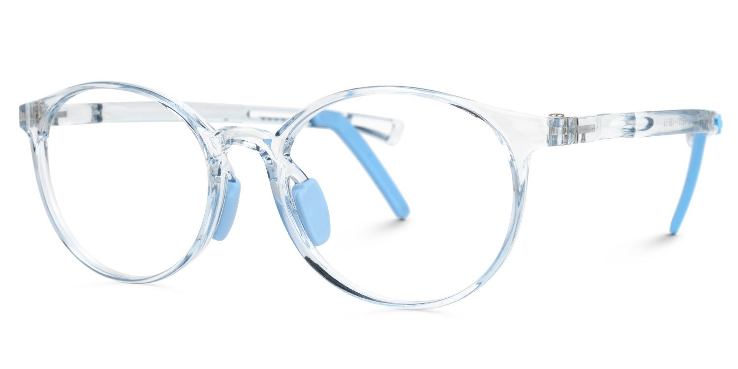 Joshua - Round Blue Kids Eyeglasses | Vooglam Front View