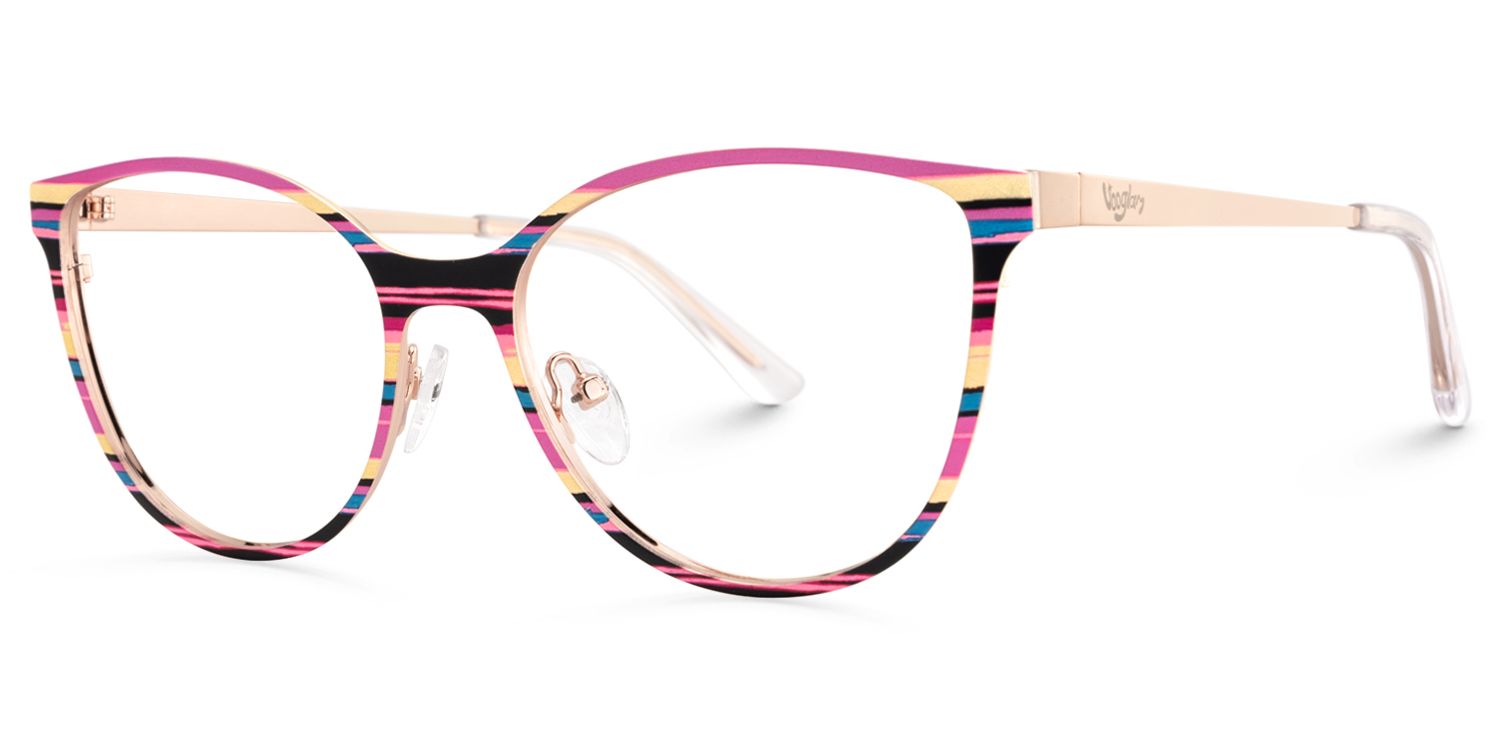 Maina - Round Pink Eyeglasses | Vooglam Front View