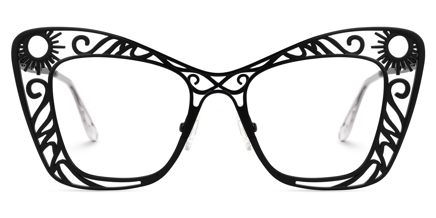 Adita - Cat Eye Black Eyeglasses | Vooglam Angle View