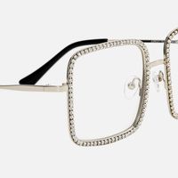 Kafele - Square Silver Eyeglasses | Vooglam Design Details