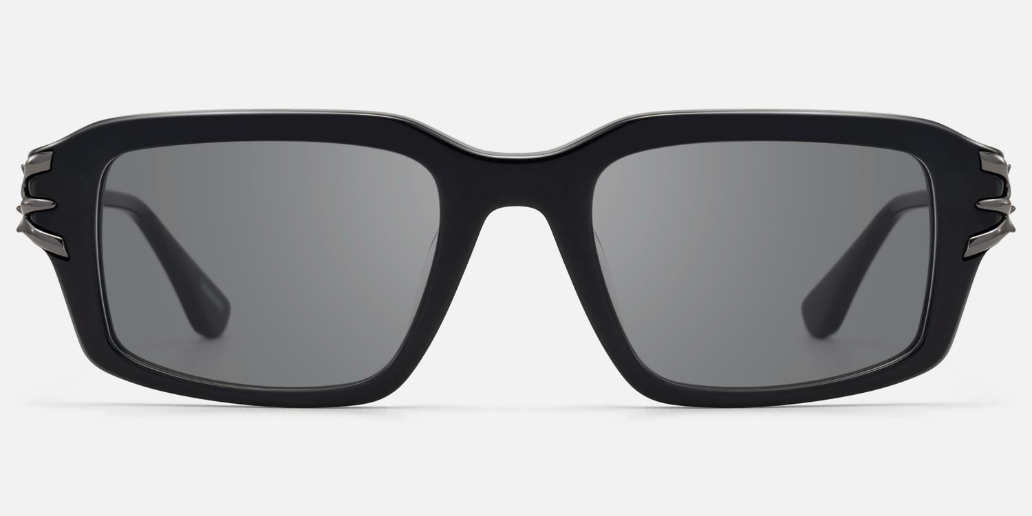 Vorpal - Goth Thorn Rectangle Black Sunglasses | Vooglam Angle View