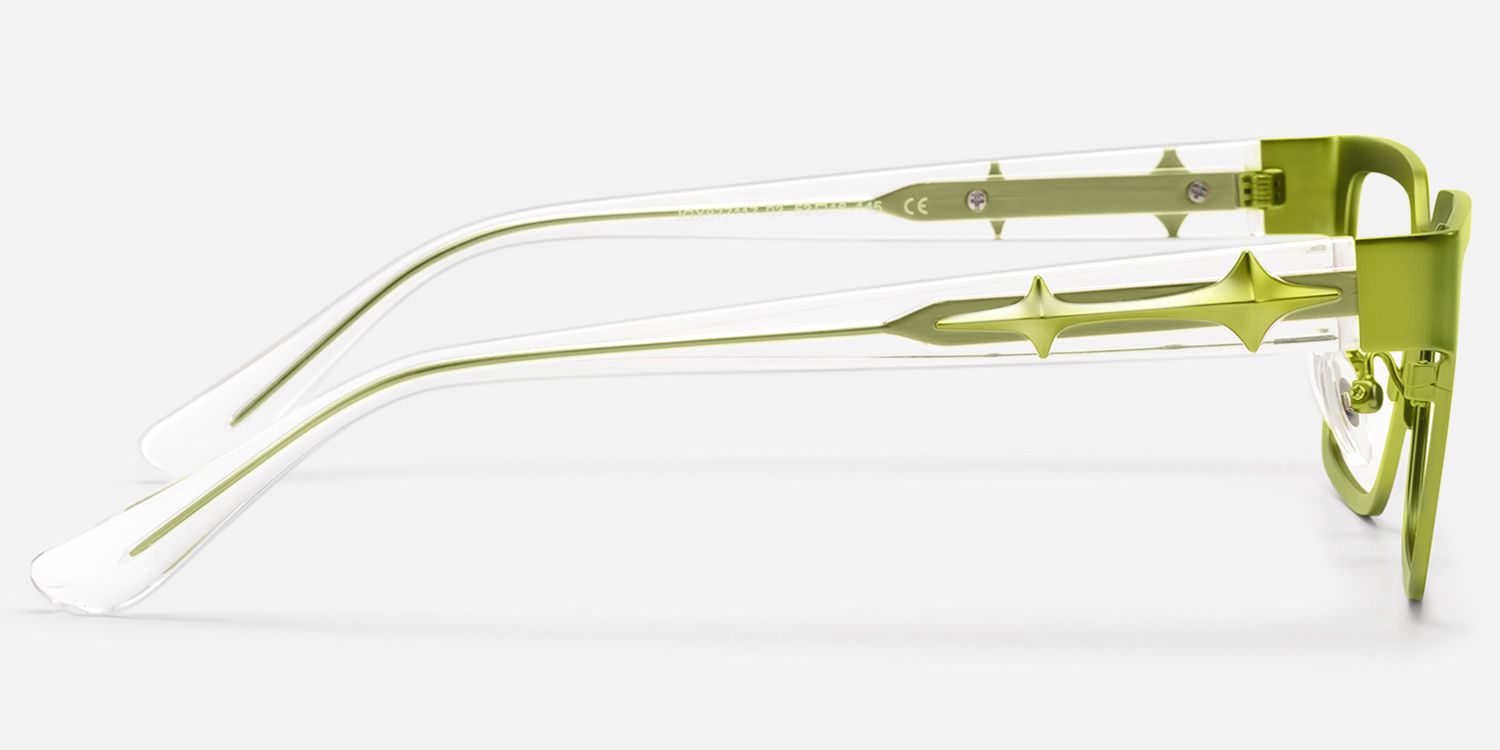 Vector - Matte Green Metal Star Temple Glasses by Vooglam - Side View